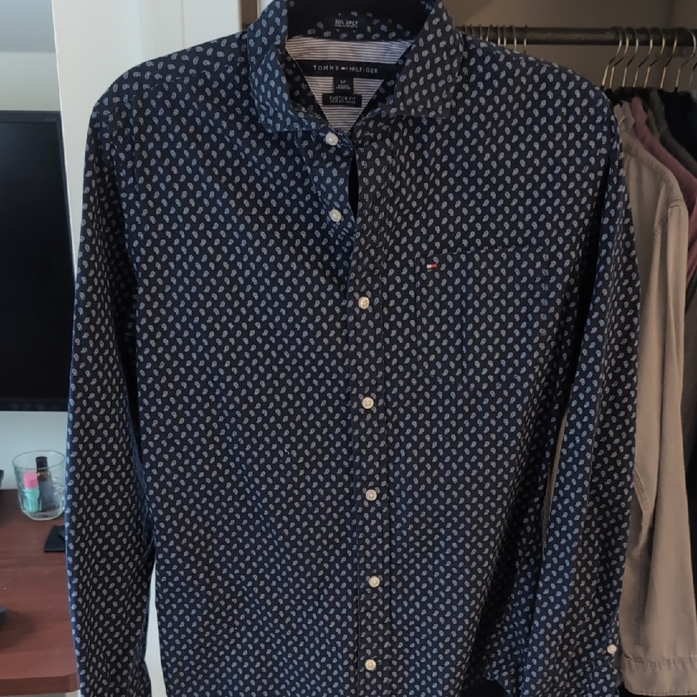 Tommy Hilfiger Men's Dark Blue Geometric Shirt